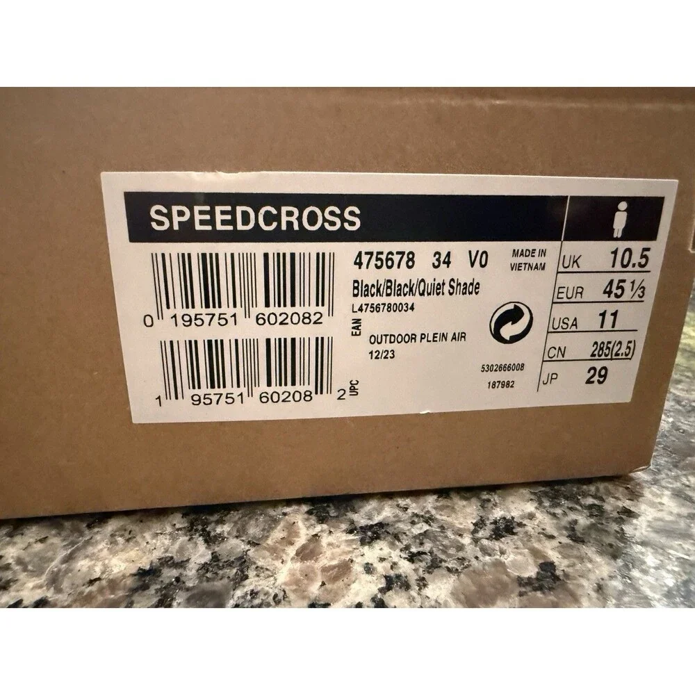 Size 11 Salomon SpeedCross 5 Black Trail Mens Running Shoes 475678